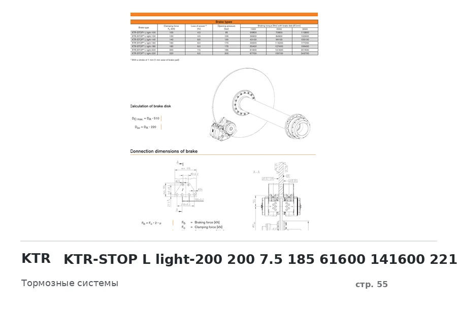 KTR KTR-STOP L light-200 200 7.5 185 61600 141600 221600