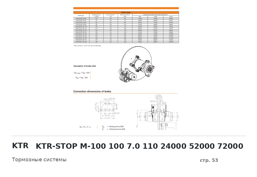 KTR KTR-STOP M-100 100 7.0 110 24000 52000 72000