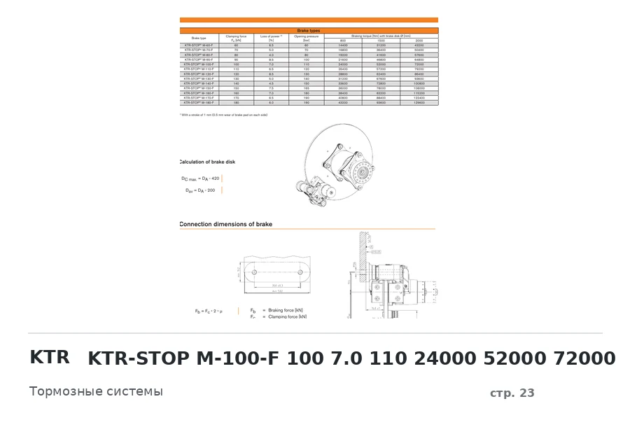 KTR KTR-STOP M-100-F 100 7.0 110 24000 52000 72000