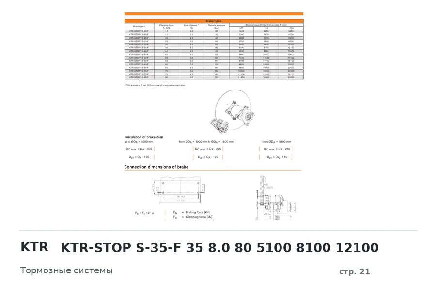 KTR KTR-STOP S-35-F 35 8.0 80 5100 8100 12100