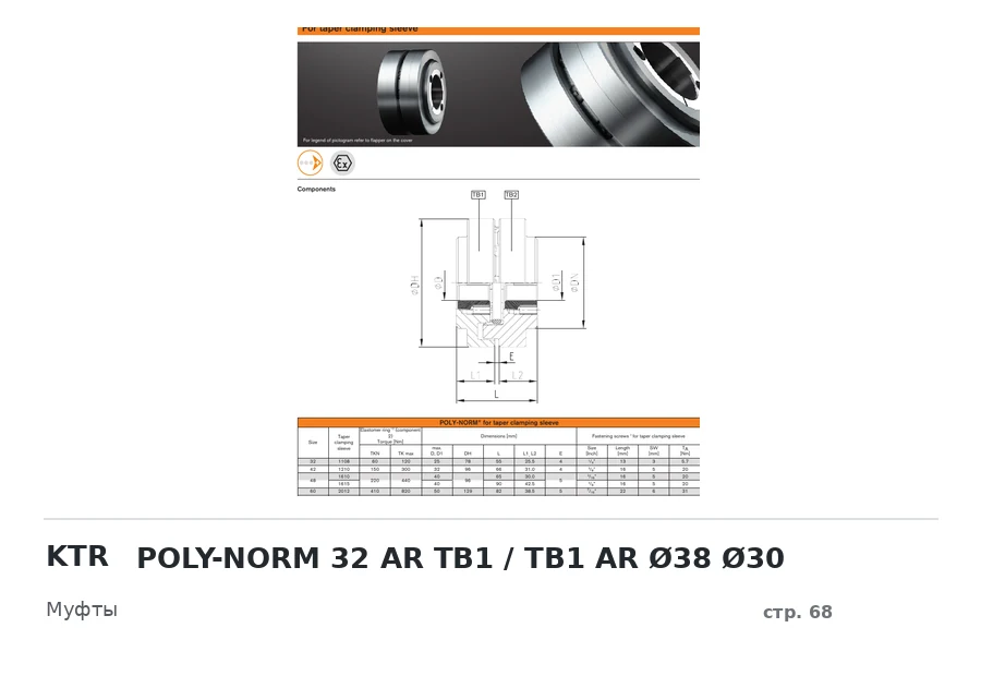 KTR POLY-NORM 32 AR TB1 / TB1 AR Ø38 Ø30