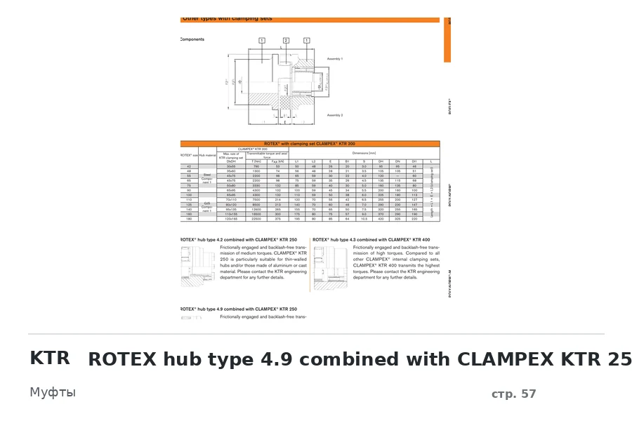 KTR ROTEX hub type 4.9 combined with CLAMPEX KTR 250