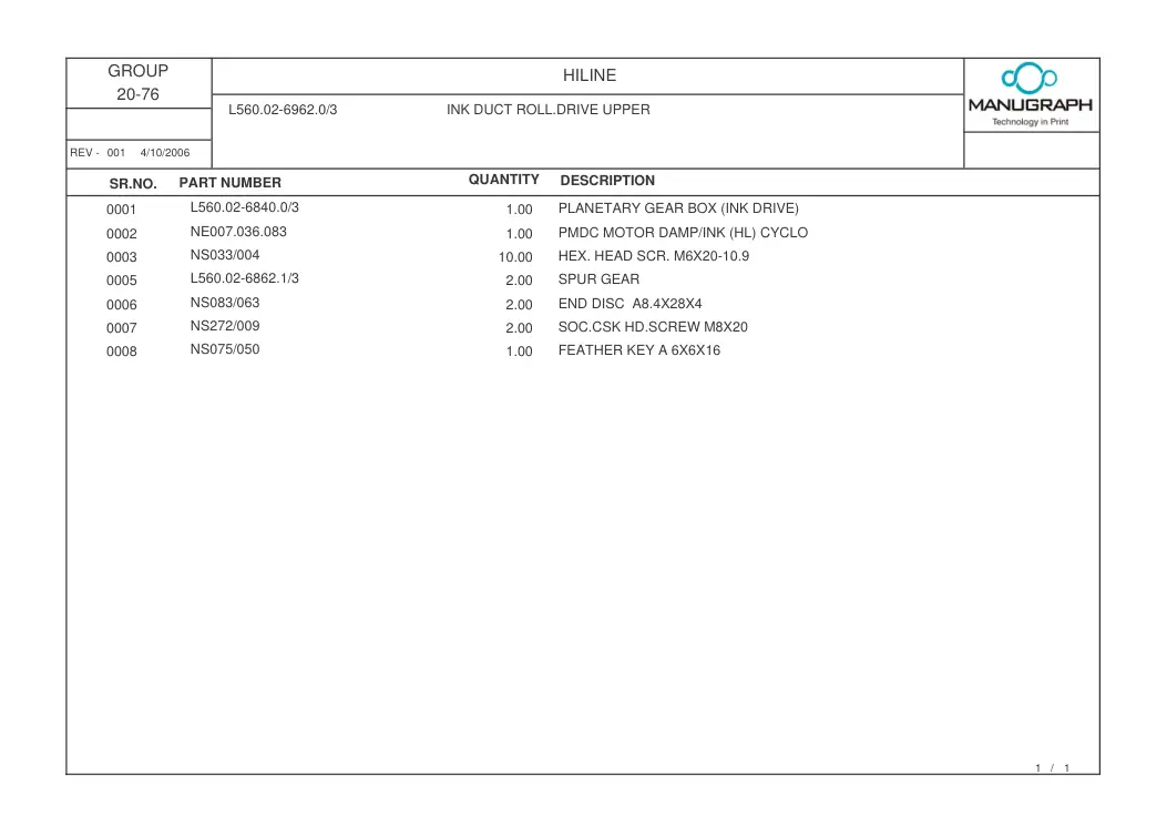 Manugraph L560.02-6862.1/3