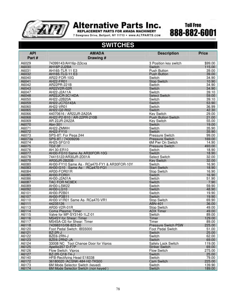 Alternative Parts A6029