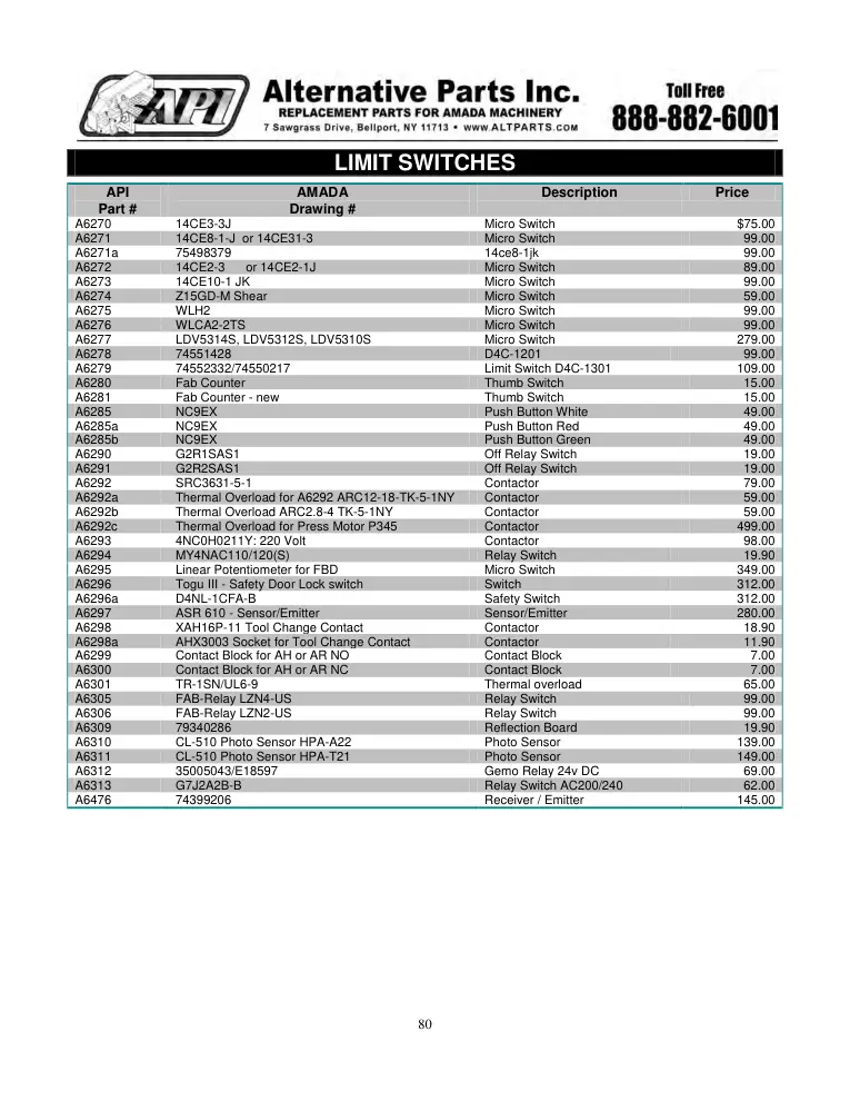 Alternative Parts A6271a