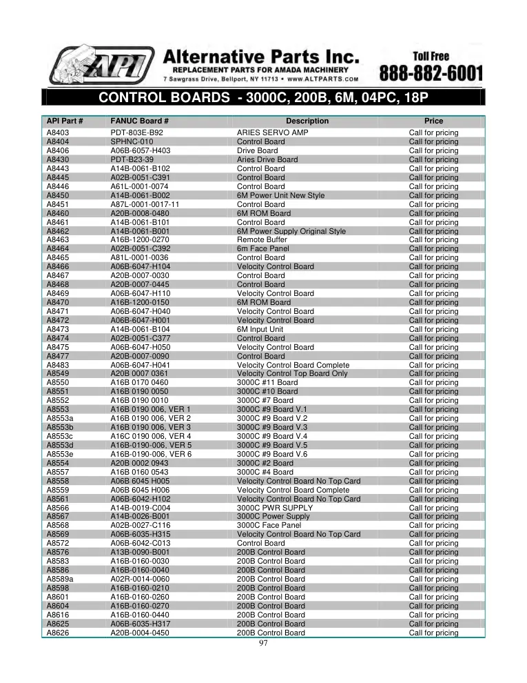 Alternative Parts A8625