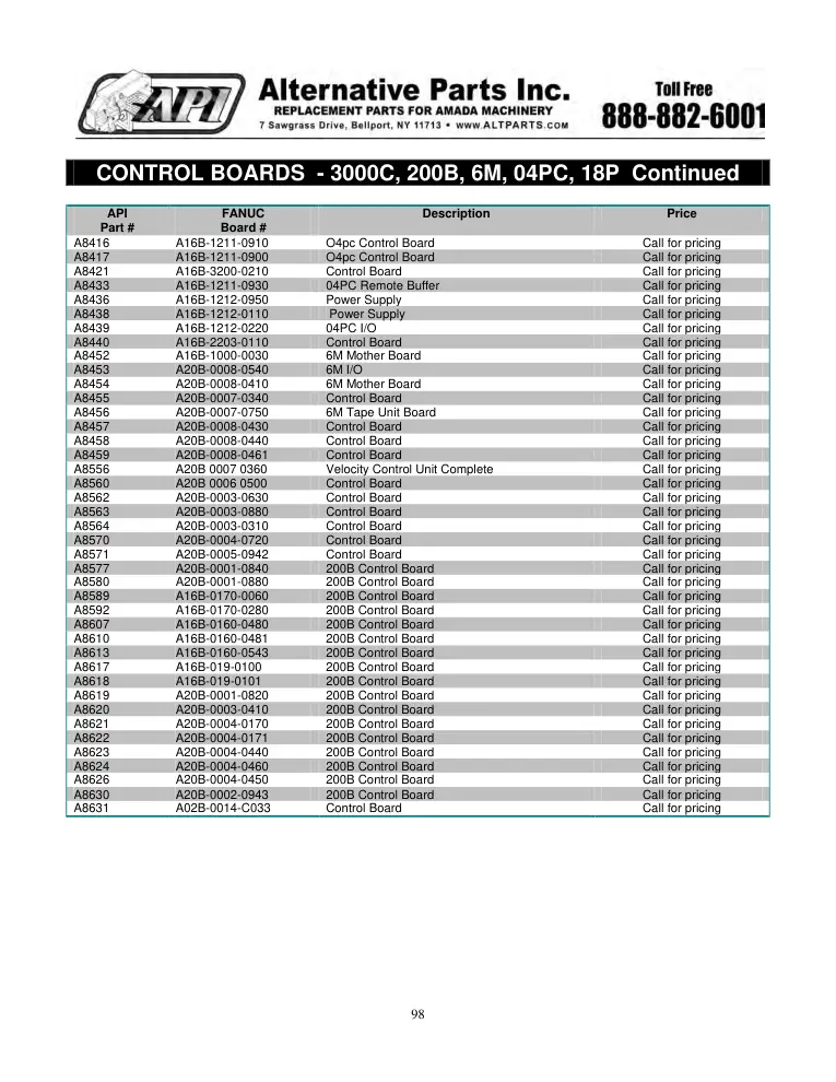 Alternative Parts A8630