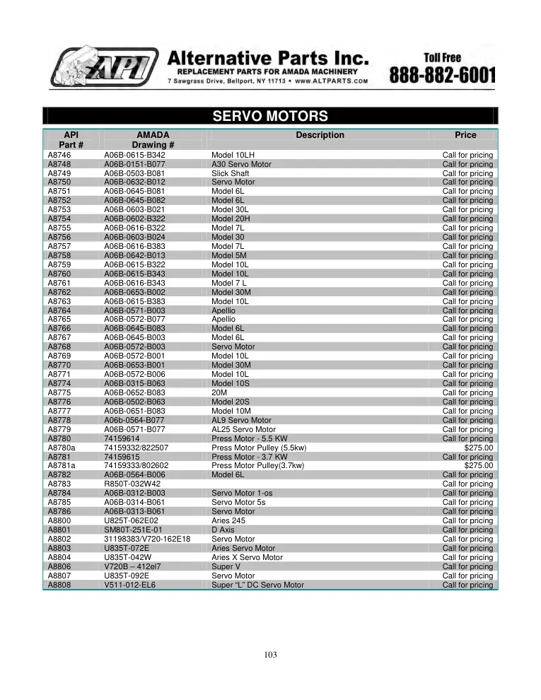 Alternative Parts A8748