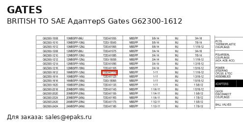 Gates G62300-1612