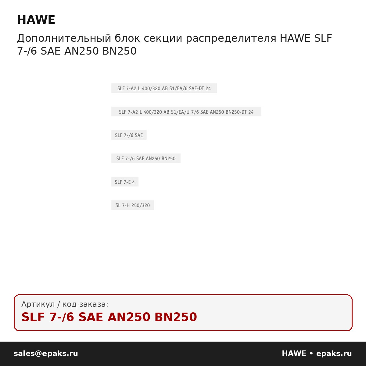 HAWE SLF 7-/6 SAE AN250 BN250