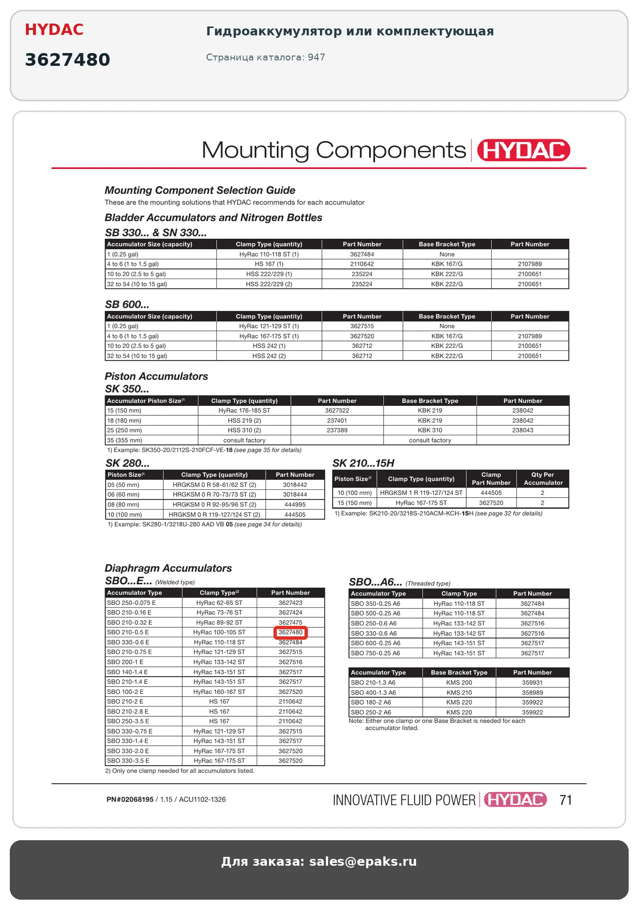HYDAC 3627480
