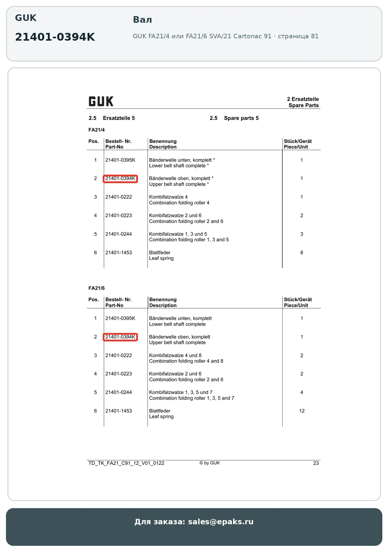 GUK 21401-0394K