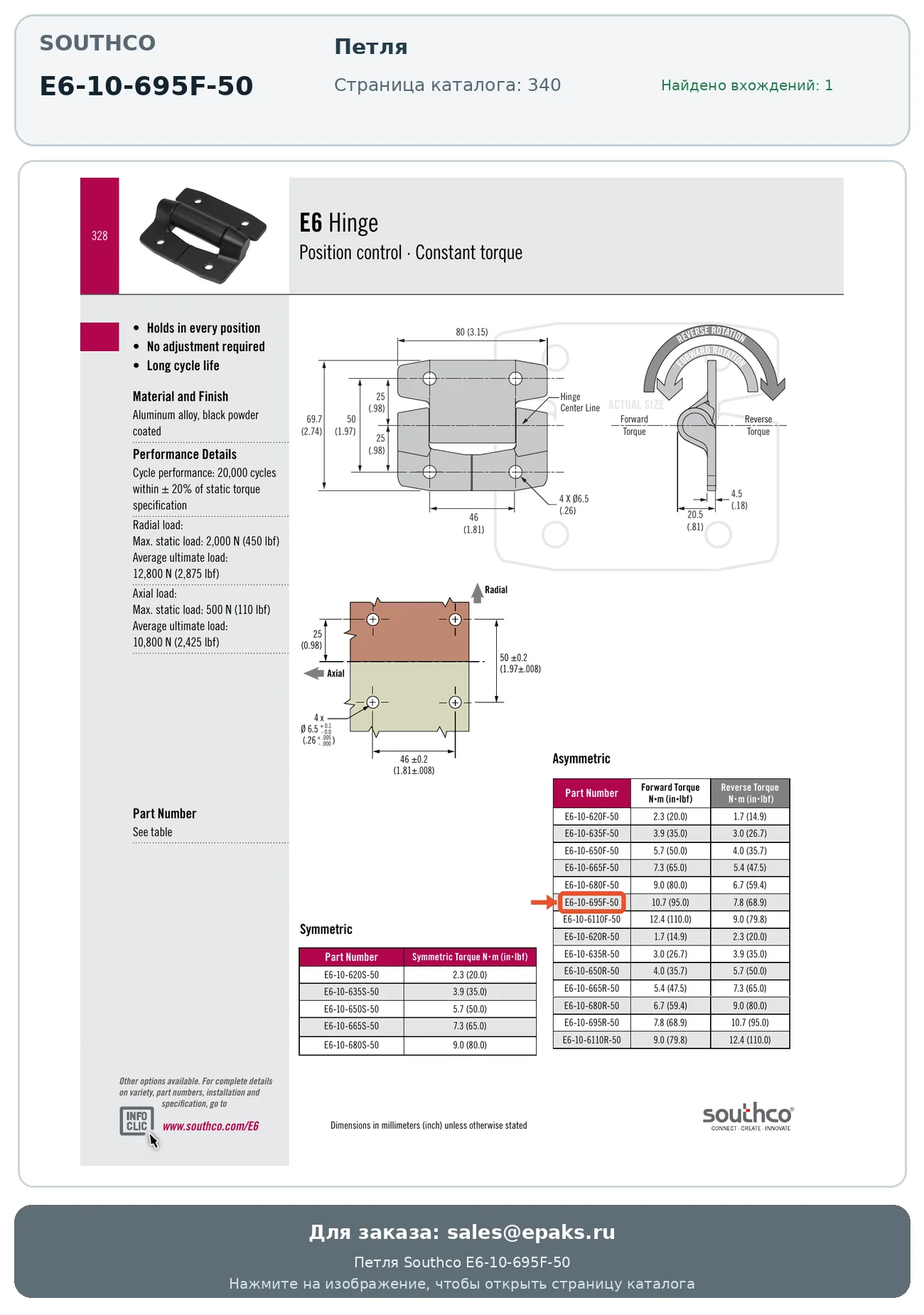 Southco E6-10-695F-50