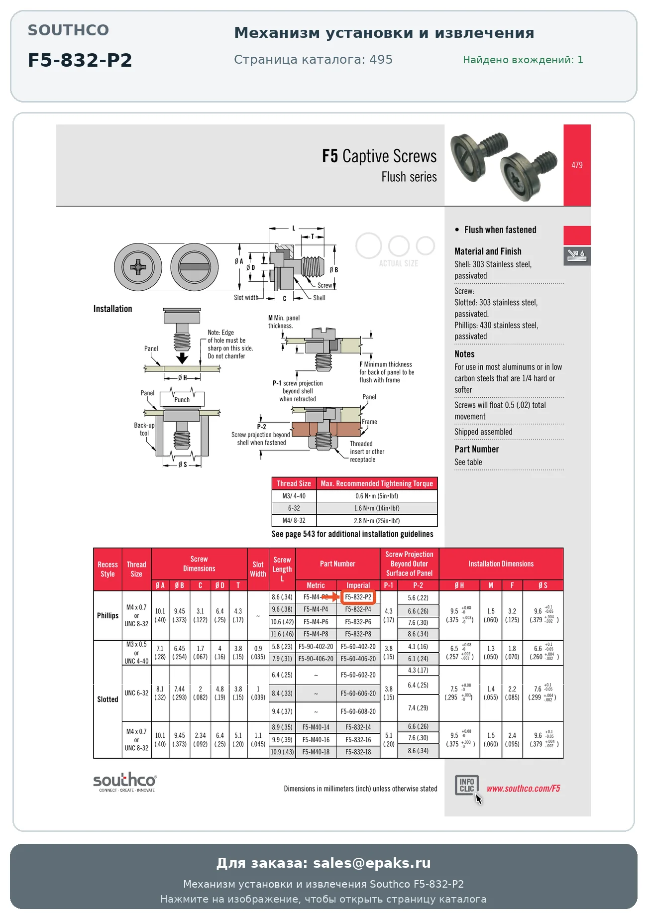 Southco F5-832-P2
