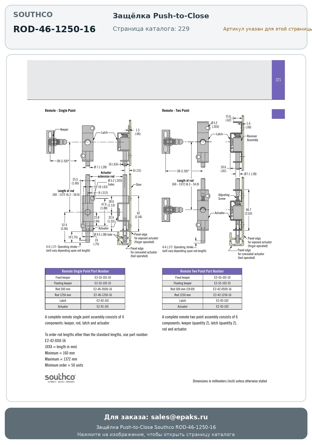 Southco ROD-46-1250-16