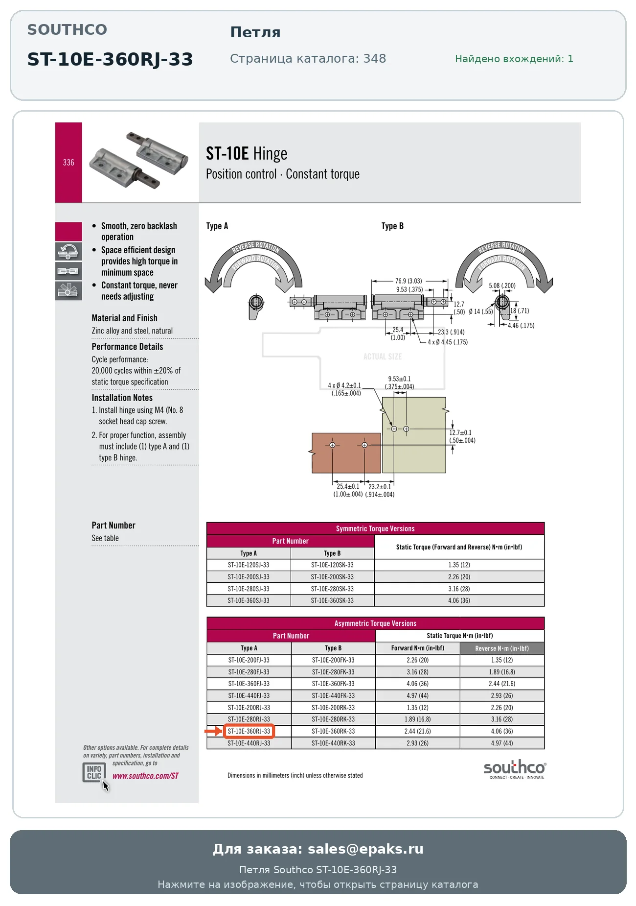 Southco ST-10E-360RJ-33