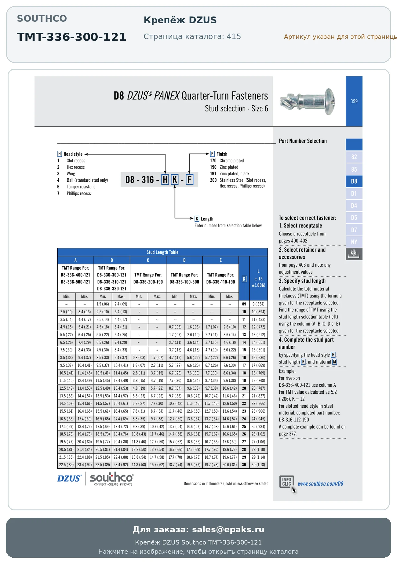 Southco TMT-336-300-121