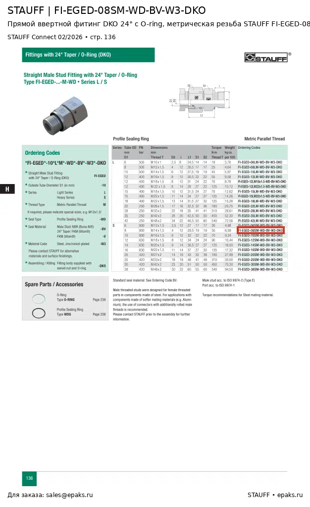 STAUFF FI-EGED-08SM-WD-BV-W3-DKO