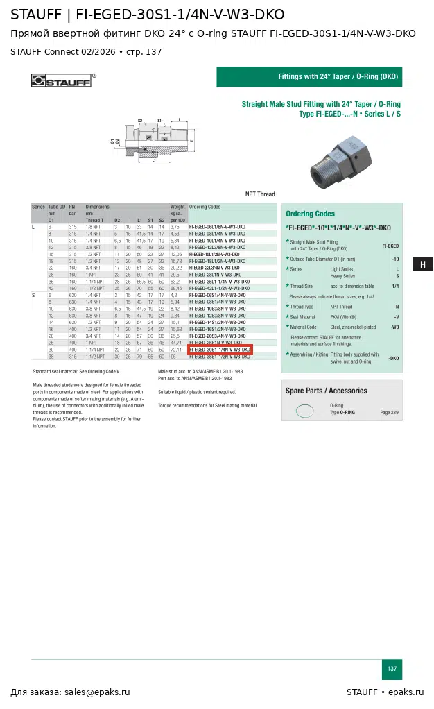 STAUFF FI-EGED-30S1-1/4N-V-W3-DKO