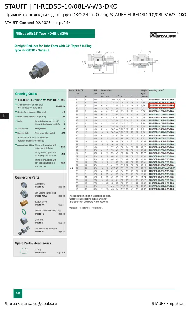 STAUFF FI-REDSD-10/08L-V-W3-DKO