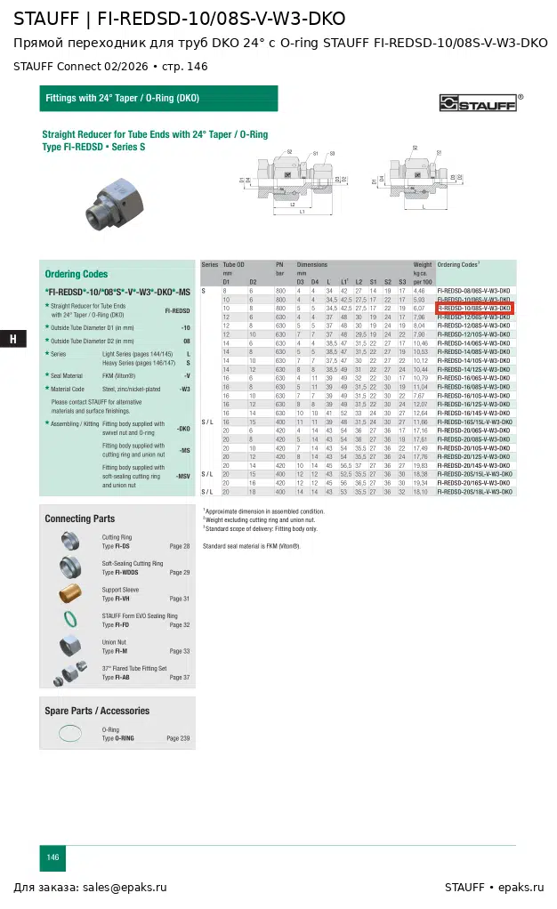 STAUFF FI-REDSD-10/08S-V-W3-DKO