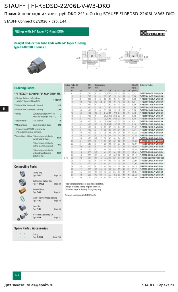 STAUFF FI-REDSD-22/06L-V-W3-DKO