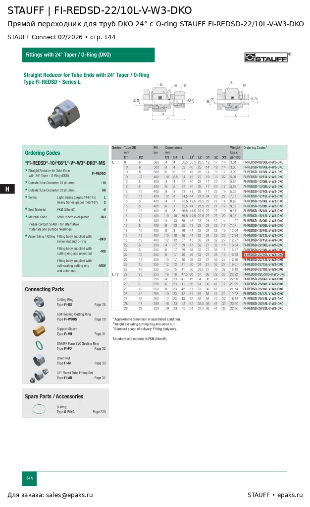 STAUFF FI-REDSD-22/10L-V-W3-DKO