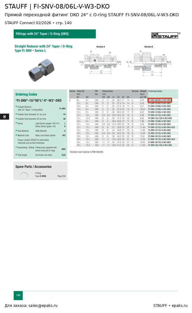 STAUFF FI-SNV-08/06L-V-W3-DKO