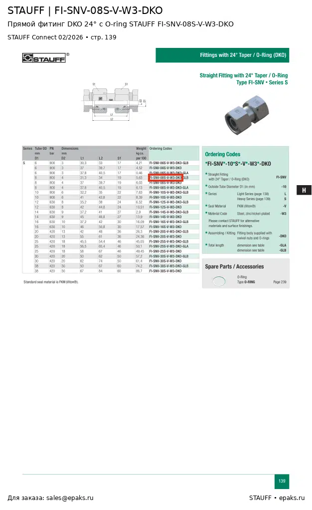 STAUFF FI-SNV-08S-V-W3-DKO