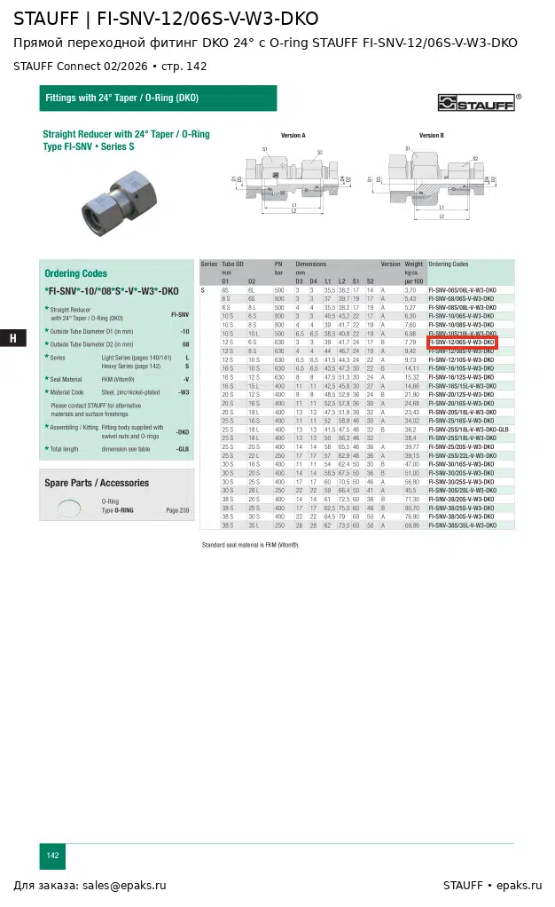 STAUFF FI-SNV-12/06S-V-W3-DKO