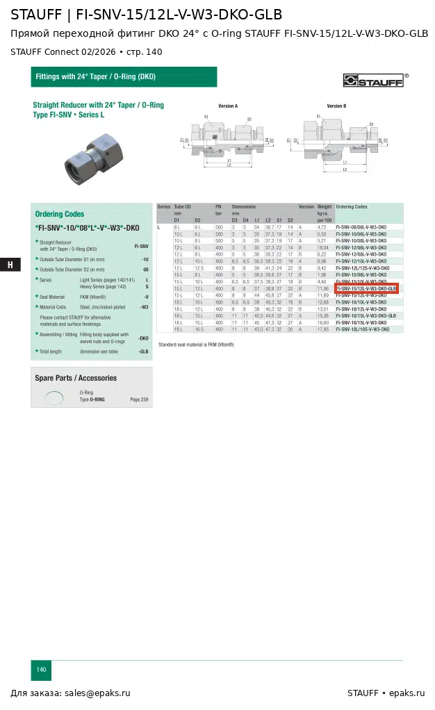 STAUFF FI-SNV-15/12L-V-W3-DKO-GLB
