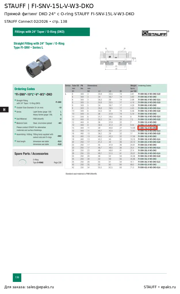 STAUFF FI-SNV-15L-V-W3-DKO