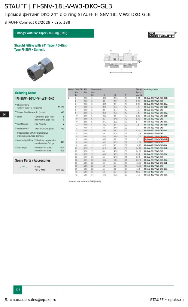 STAUFF FI-SNV-18L-V-W3-DKO-GLB