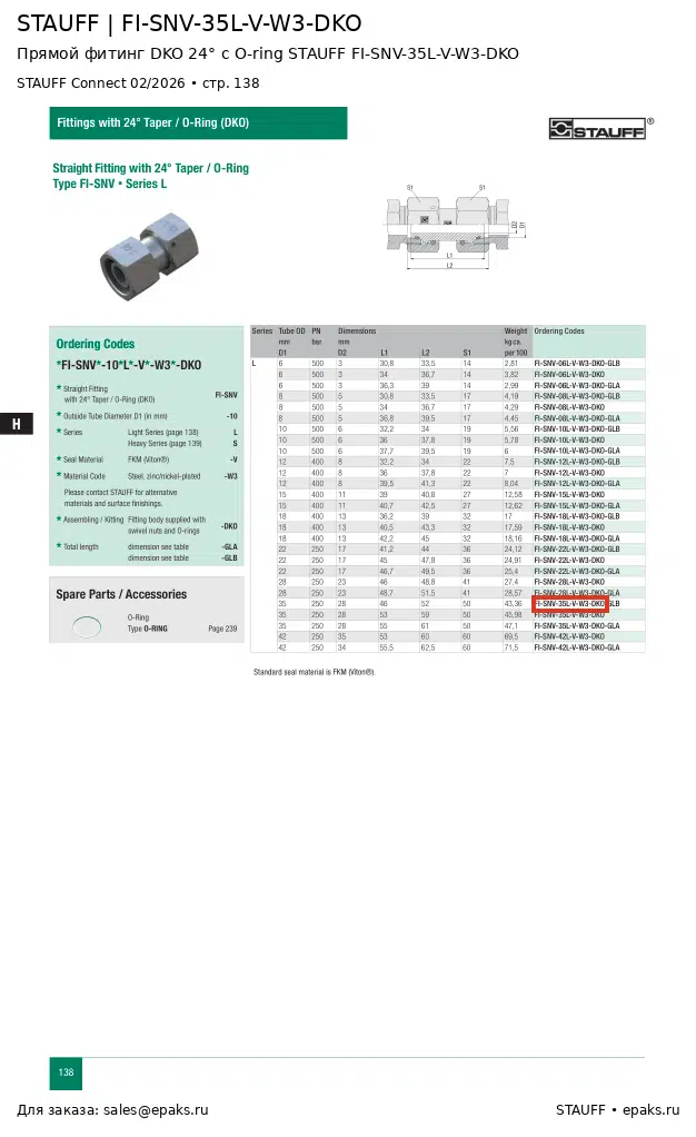 STAUFF FI-SNV-35L-V-W3-DKO