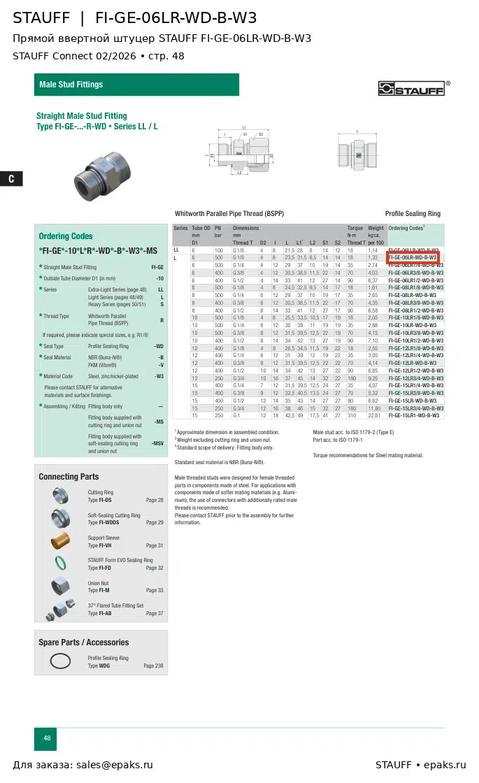 STAUFF FI-GE-06LR-WD-B-W3