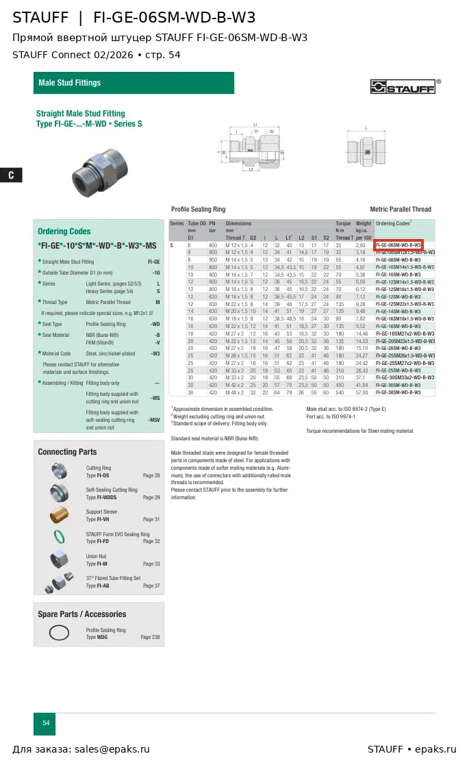 STAUFF FI-GE-06SM-WD-B-W3
