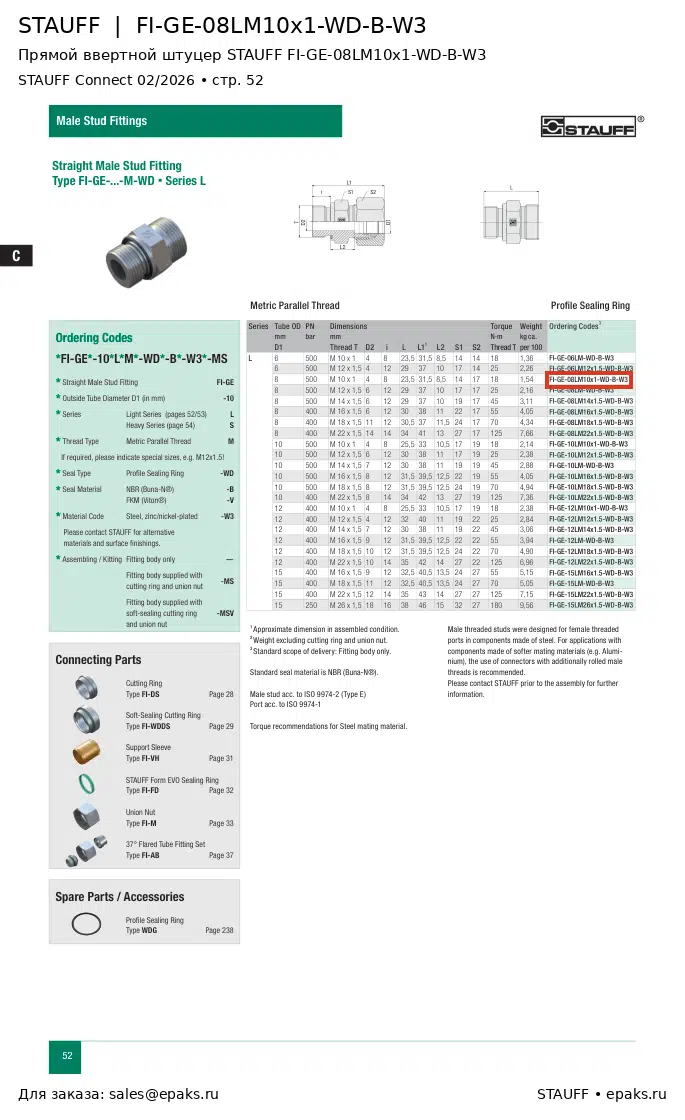 STAUFF FI-GE-08LM10x1-WD-B-W3