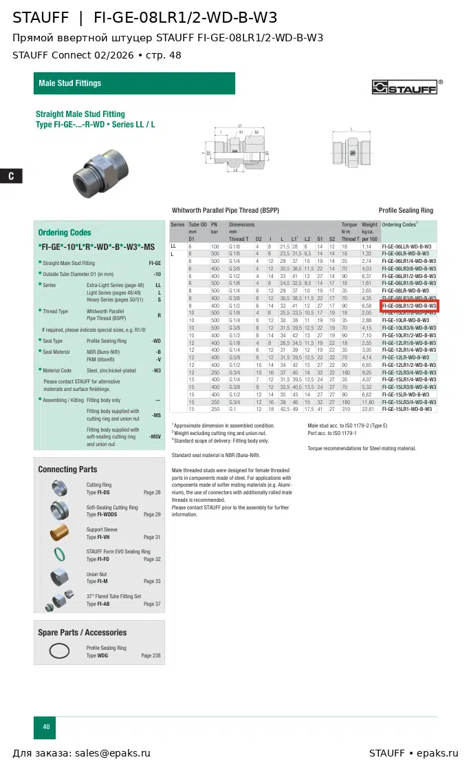 STAUFF FI-GE-08LR1/2-WD-B-W3
