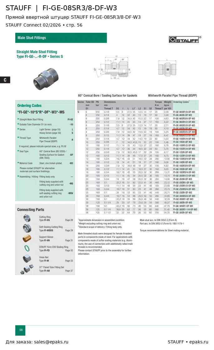 STAUFF FI-GE-08SR3/8-DF-W3