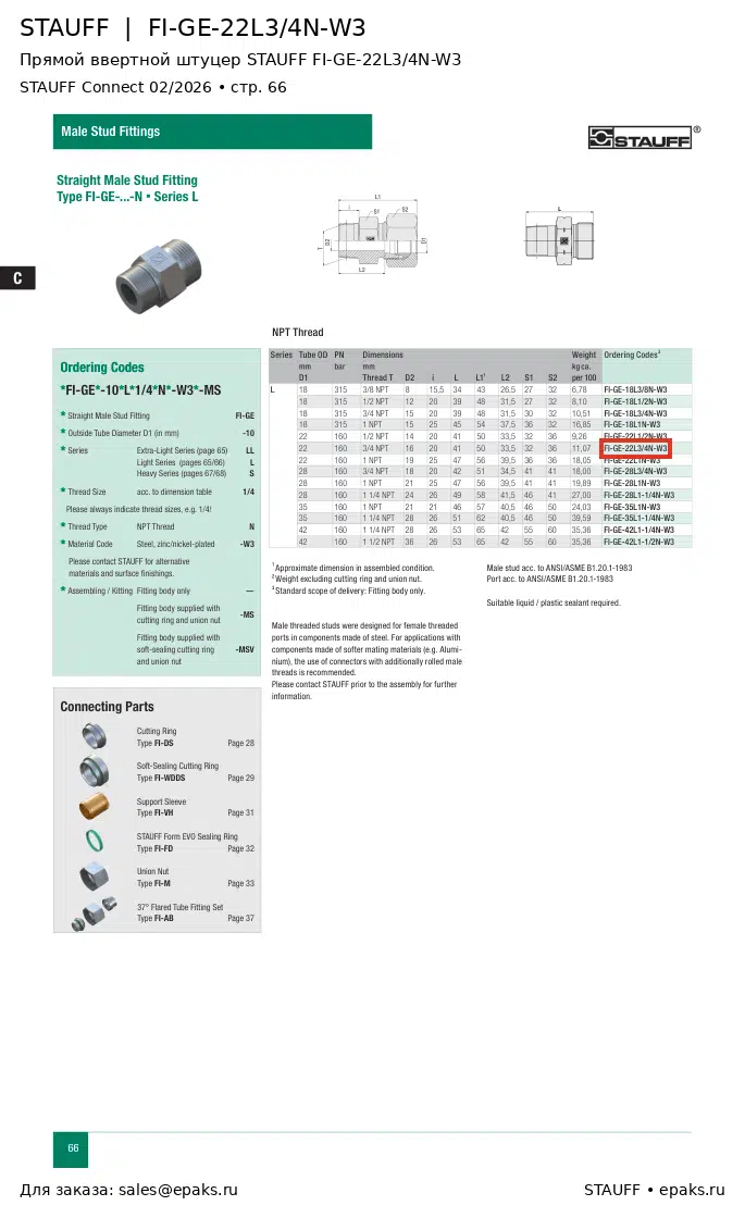 STAUFF FI-GE-22L3/4N-W3