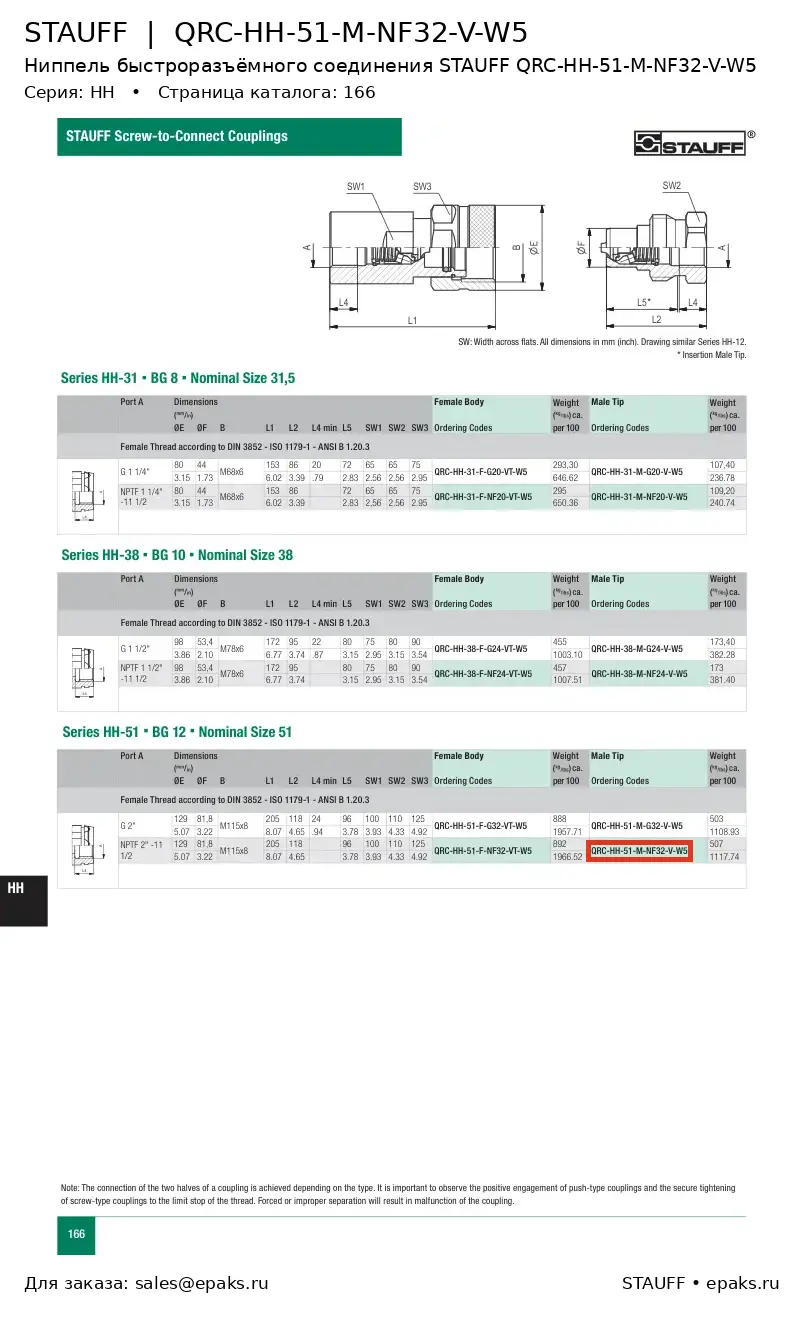 STAUFF QRC-HH-51-M-NF32-V-W5