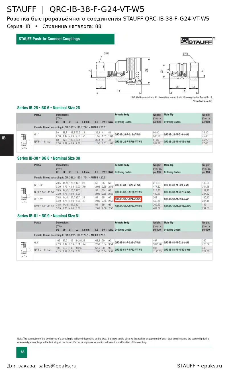 STAUFF QRC-IB-38-F-G24-VT-W5