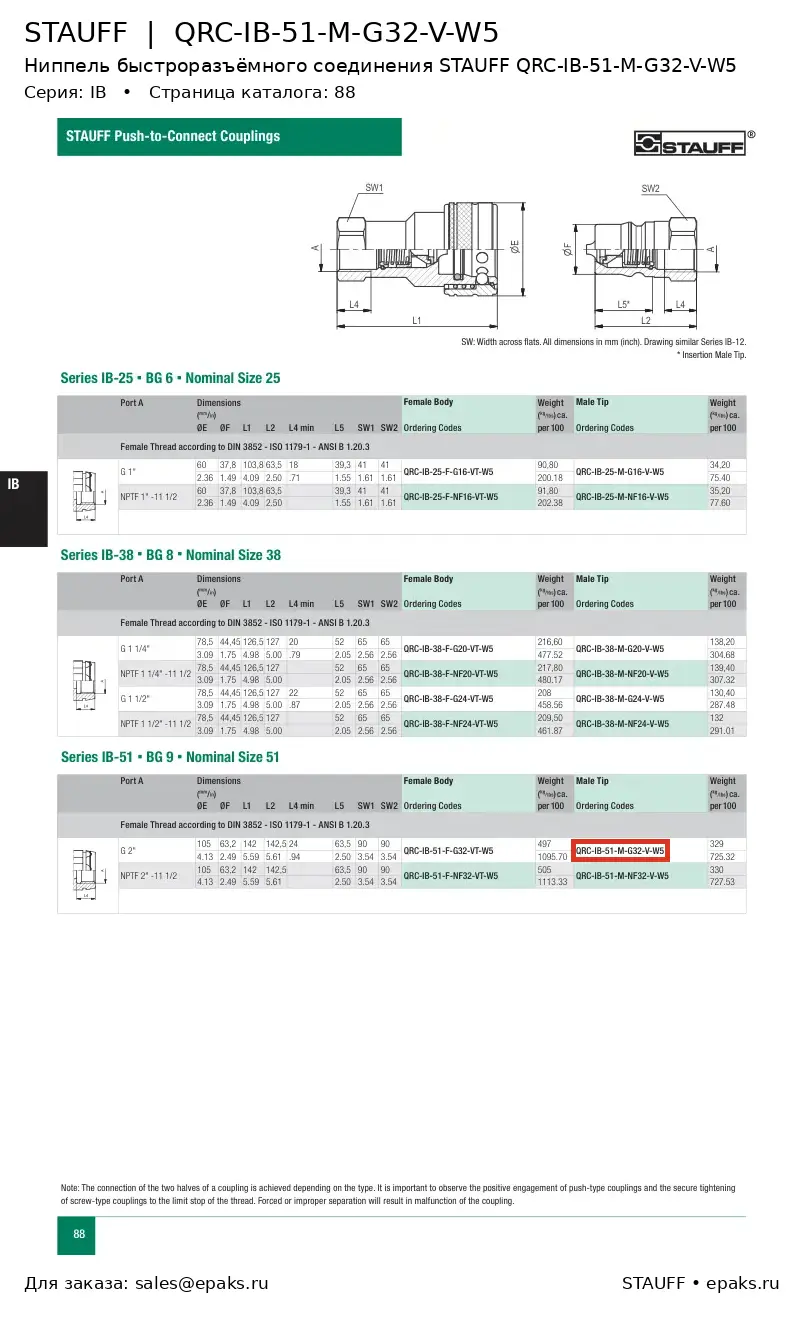 STAUFF QRC-IB-51-M-G32-V-W5